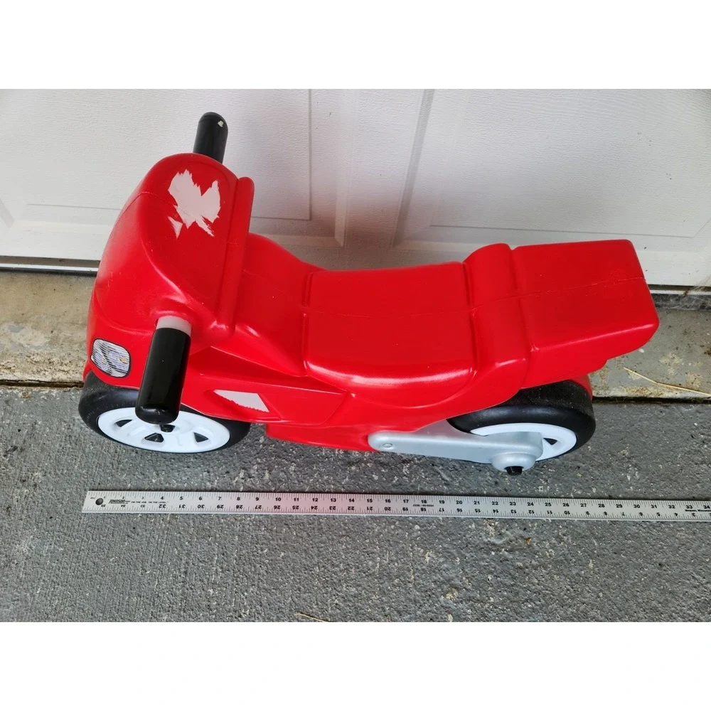Vtg Little Tikes Step 2 Red Motorcycle Toddler Ride On Toy Indoor Outdoor Bike